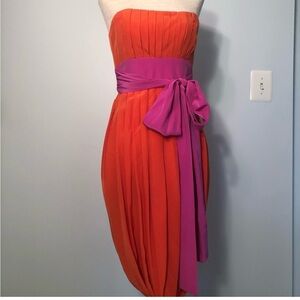 BCBGMaxAzria Strapless Dress in Orange and Purple
